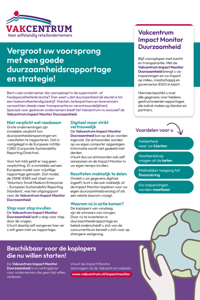Leaflet Vakcentrum Impact Monitor Duurzaamheid