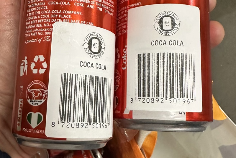 Coca Cola statiegeldblikjes labels
